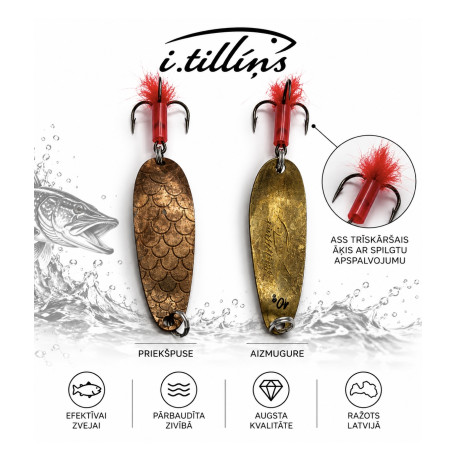 Блесна 2 метала I.Tiltiņš CUPRUM/GOLD 55мм Блесна 2 метала I.Tiltiņš CUPRUM/GOLD 55мм