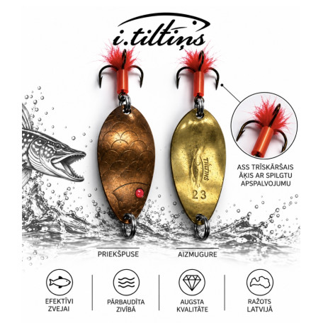 Блесна 2 метала I.Tiltiņš CUPRUM/GOLD 55мм Блесна 2 метала I.Tiltiņš CUPRUM/GOLD 55мм