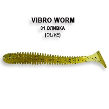 Crazy Fish VIBRO WORM 50mm 8шт 2"/01-Olive NEW!!!